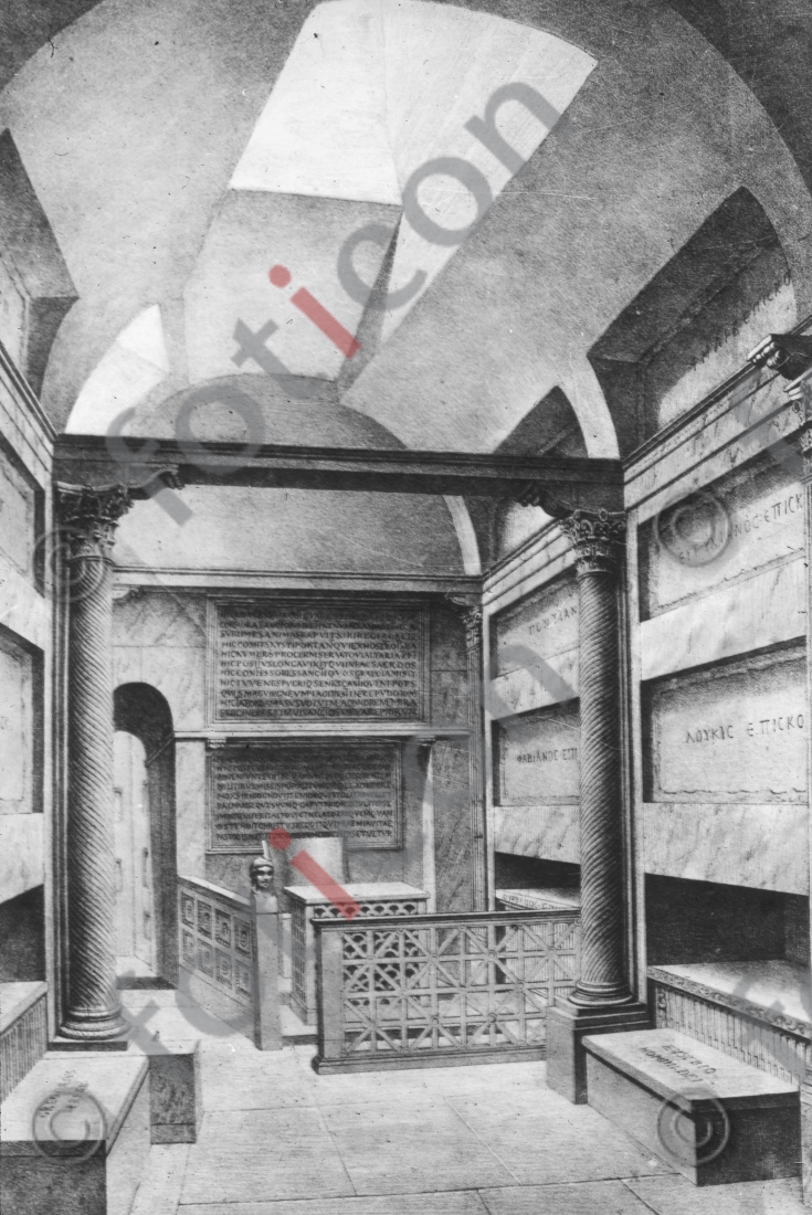 Krypta der Päpste | Crypt of the Popes - Foto foticon-simon-107-023-sw.jpg | foticon.de - Bilddatenbank für Motive aus Geschichte und Kultur